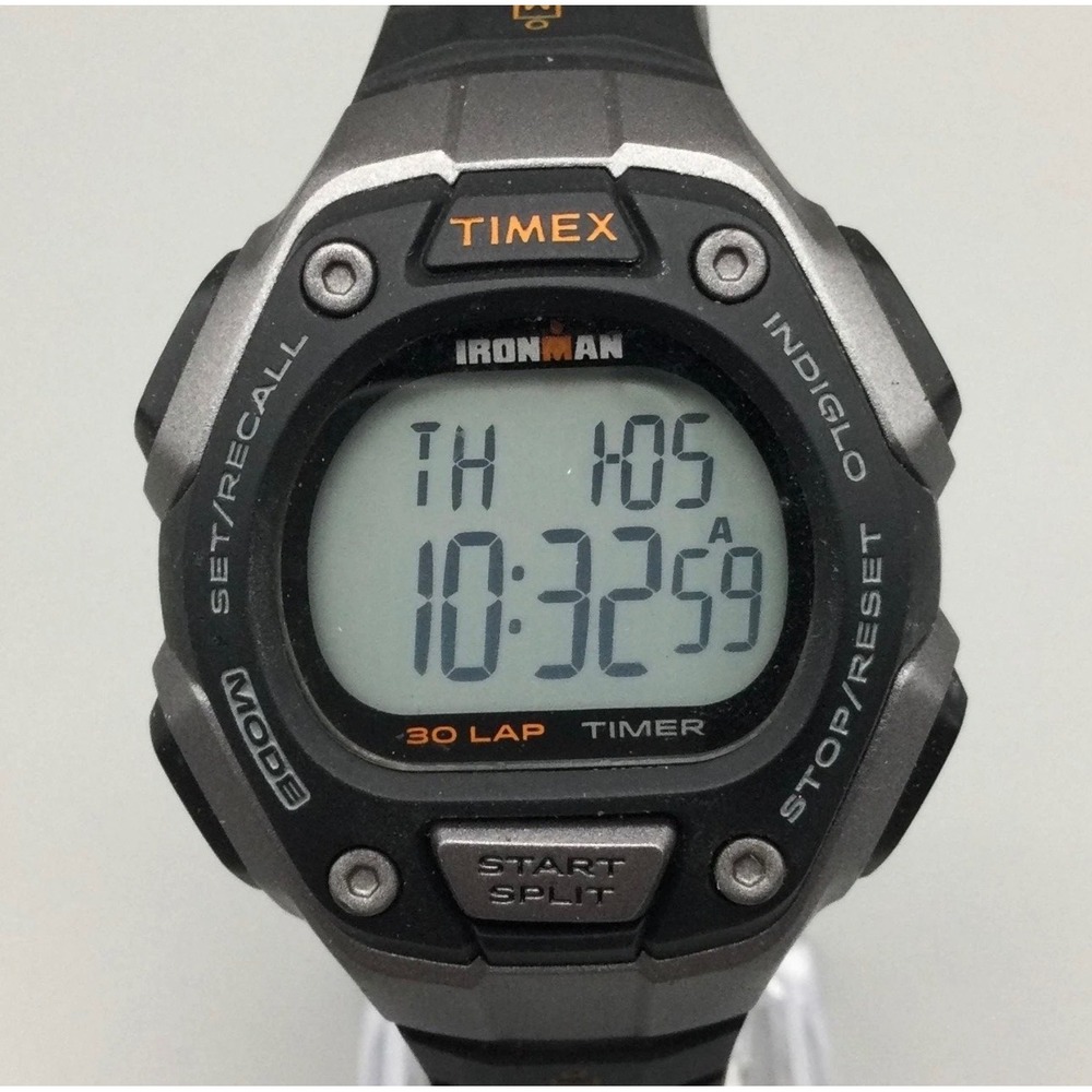 Timex Ironman 30 Lap Mens Watch 37mm Digital Black Resin Indiglo New Battery